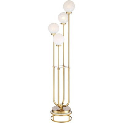 Possini Euro Design Candide Mid Century Modern Floor Lamp with Riser 74" Tall Warm Gold Metal 4 Light LED Glass Globe Shade for Living Room Reading | Target