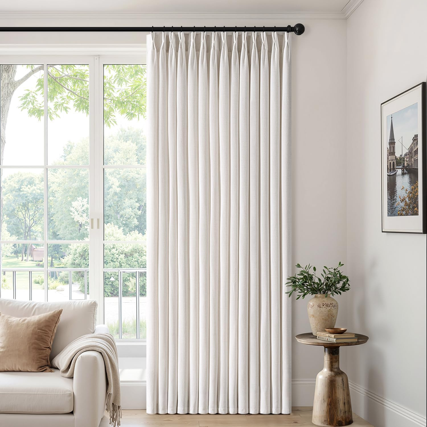 MIULEE Pinch Pleated Thick Linen Curtains 90 Inch 4 Panels Set Back Tab Memory Trained Pinch Plea... | Amazon (US)