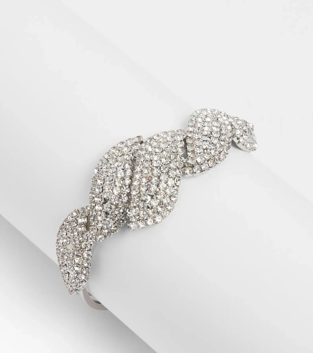 Elegantly Glam Rhinestone Braided Clasp Bracelet | Windsor Stores