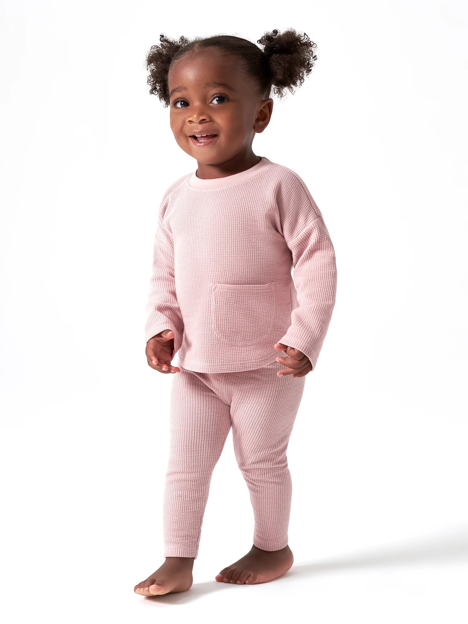 Modern Moments by Gerber Baby Girl Long Sleeve Waffle Top & Legging, 2 Piece Outfit Set, Sizes 0/... | Walmart (US)