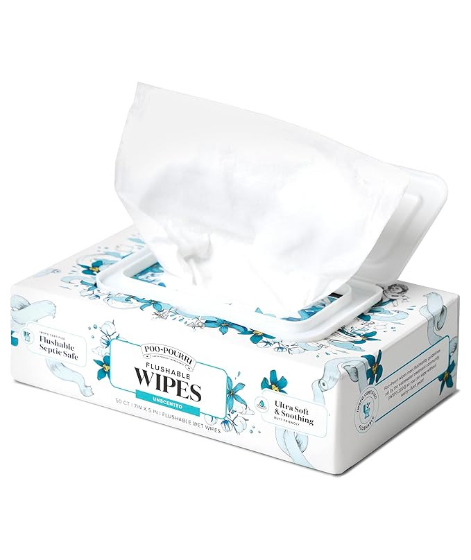 Poo~Pourri Unscented Flushable Wipes - Made with Plant Based Fibers, Aloe, Vitamin E, Chamomile, ... | Amazon (US)