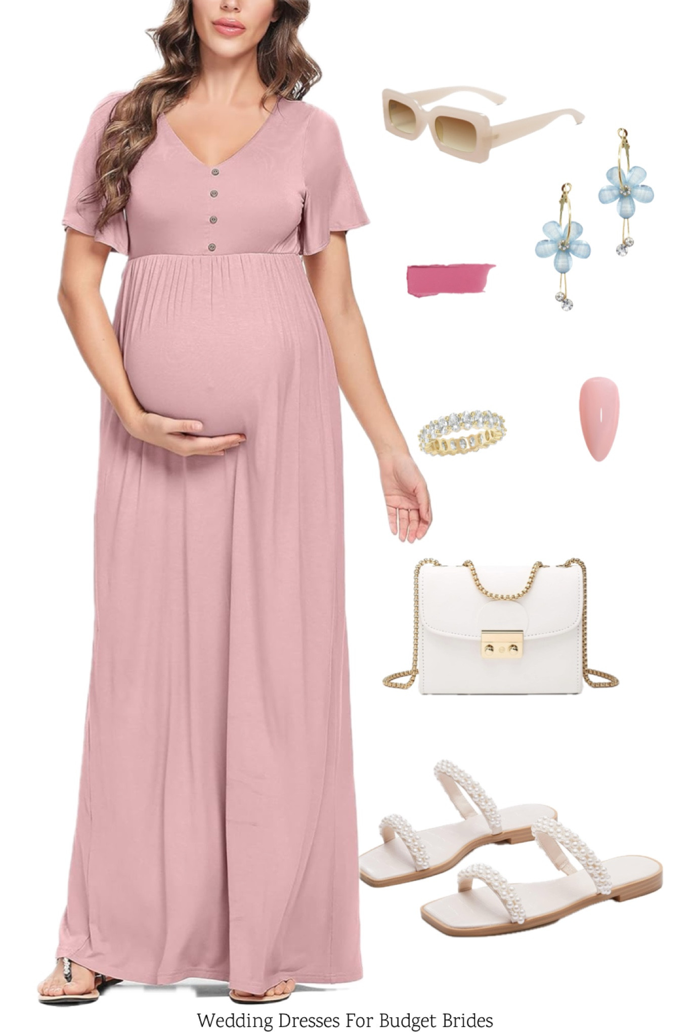 Maternity long dress and accessories option for a bridesmaid or wedding guest. 

Maternity maxi dress. Bump friendly dress. Pregnant wedding guest dress. Pregnant bridesmaid dress. Pregnancy clothes. Baby shower dress. Pregnancy photos. Maternity photoshoot. 

#LTKWedding #LTKBump #LTKParties