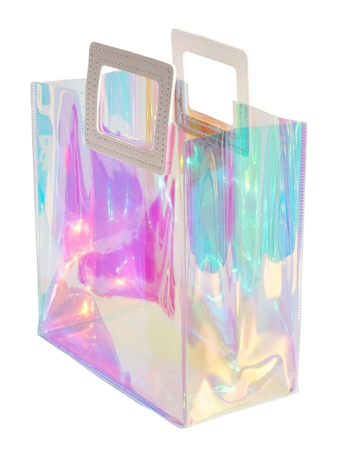 1pc Holographic Clear Reusable Birthday Gift Bag for Women Girls Iridescent Christmas Wedding Gif... | SHEIN