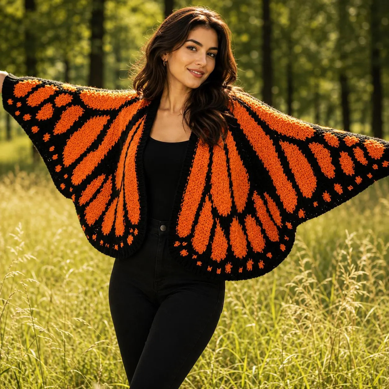 Butterfly Knit Shawl, Hand Crocheted Acrylic Wool Wrap, Boho Cozy Cape | Etsy (Global)