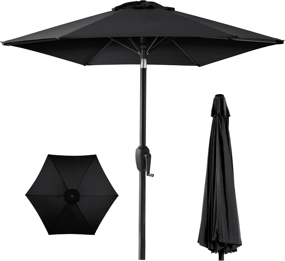 Best Choice Products 7.5ft Heavy-Duty Round Outdoor Market Table Patio Umbrella w/Steel Pole, Pus... | Amazon (US)