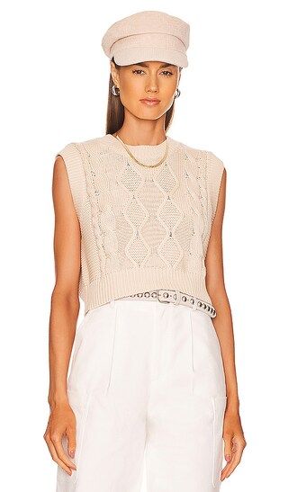 Cable Sweater Vest in Cream | Revolve Clothing (Global)