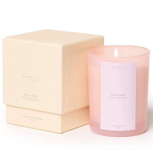 Rose & Sandalwood Scented Candle | 11oz, 60 Hour Burn | Natural Soy Wax, Cotton Wick | Fall & Holiday Candles | Christmas Scented Candles for Home | Benevolence LA Sun-Kissed Collection - Beach Rose | Amazon (US)