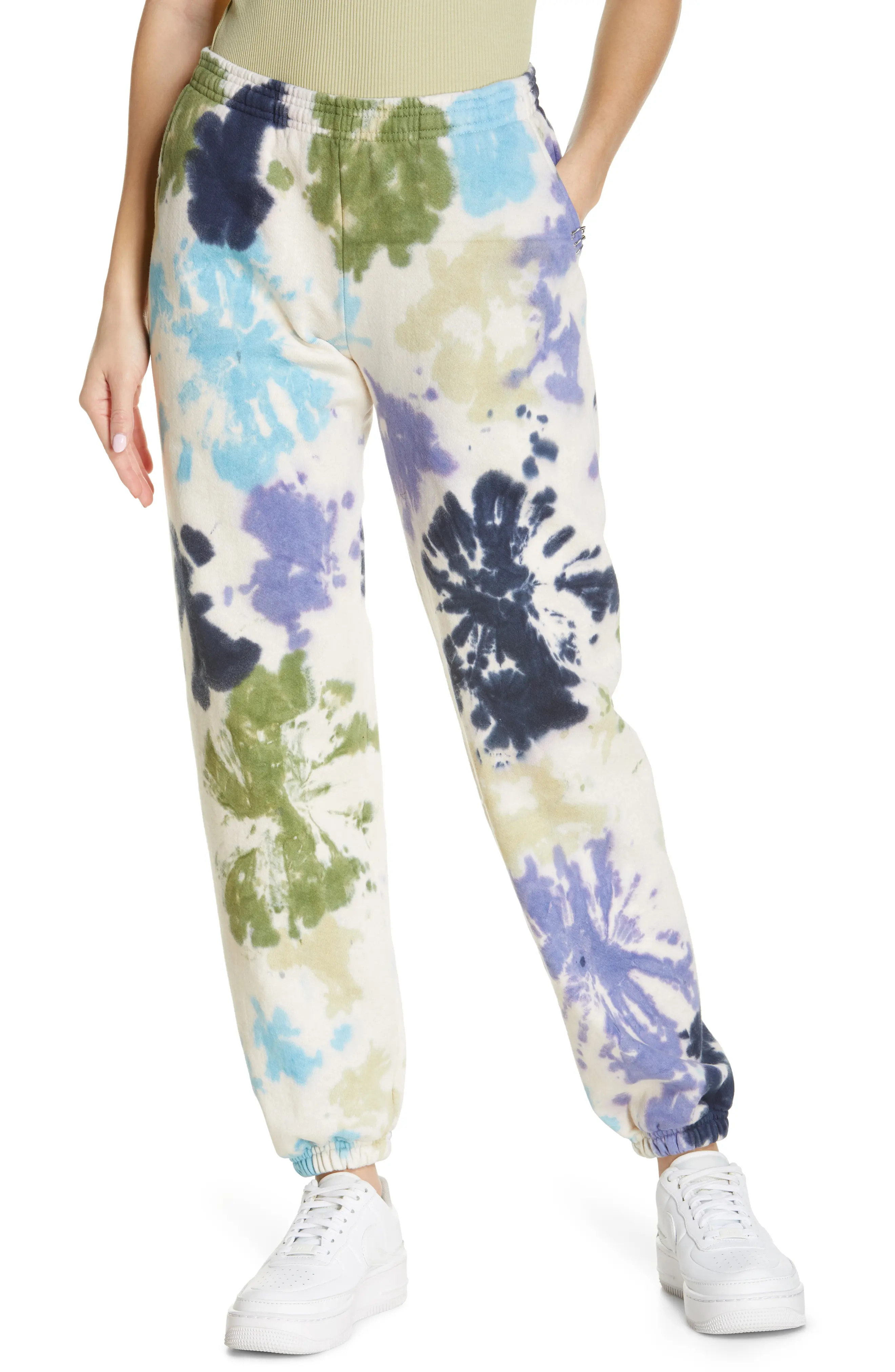 Women's Kkco Pierced Tie Dye Sweatpants, Size X-Small - Blue/green | Nordstrom
