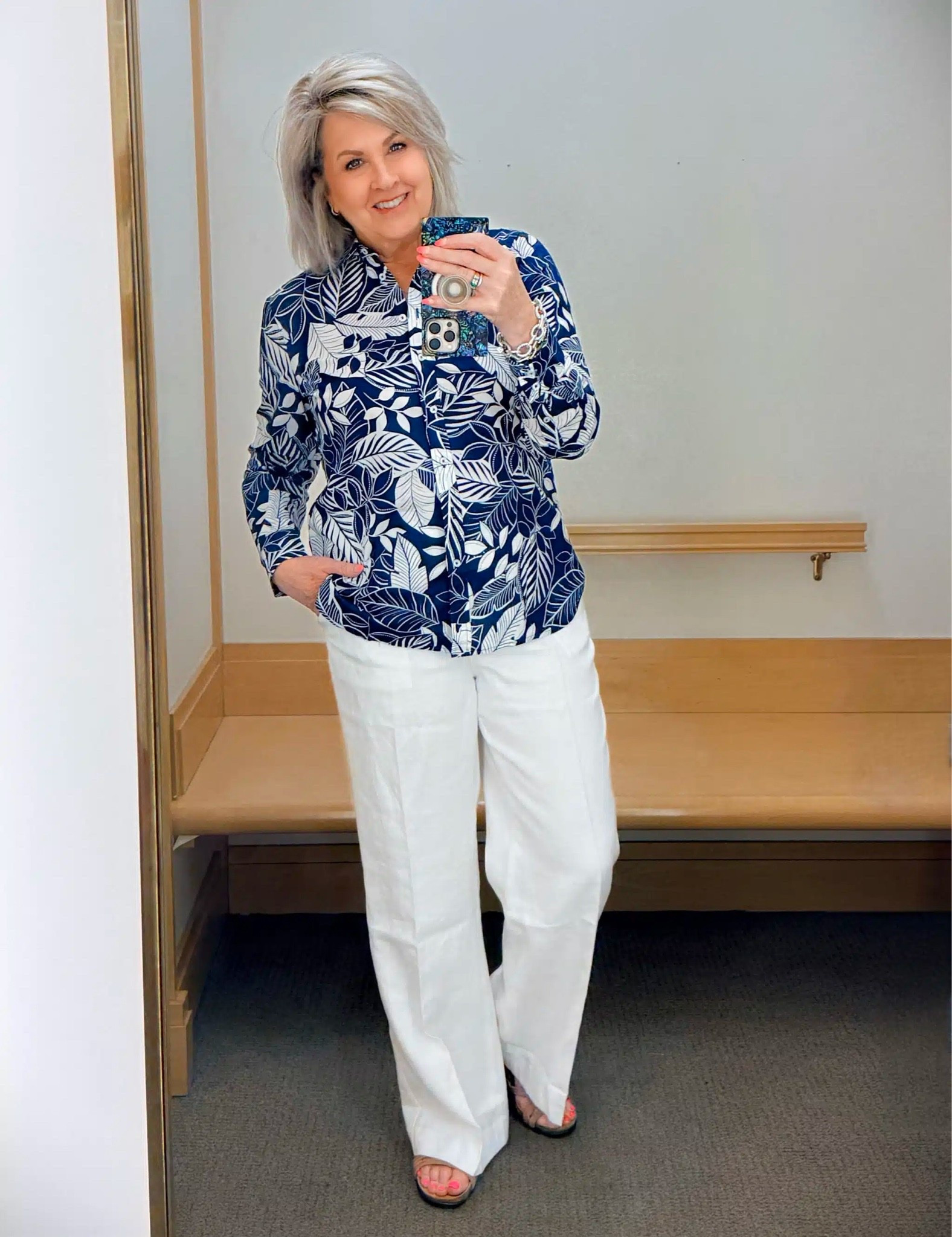 A classic look styling linen pants. This navy and white outfit is great for the office or dinner on vacation! My top is a medium and pants are a size 8.

#LTKWorkwear #LTKOver40 #LTKootd