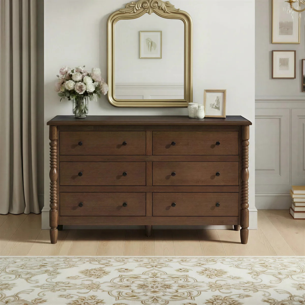 Vivienne Easy Assembly Solid Wood Spindle 6-Drawer Dresser | Wayfair North America