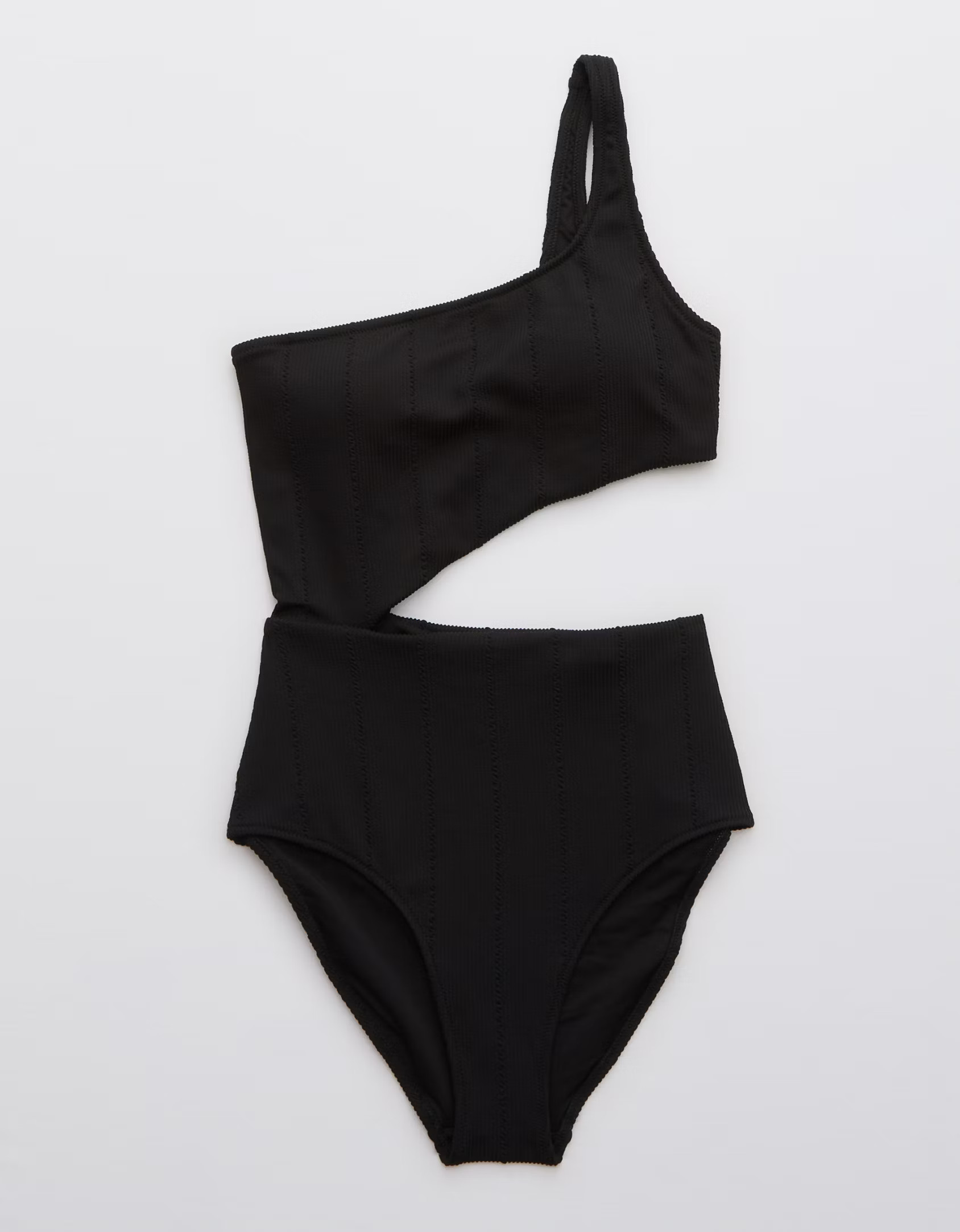 Aerie Crinkle Asymmetrical Cut Out One Piece Swimsuit | American Eagle Outfitters (US & CA)