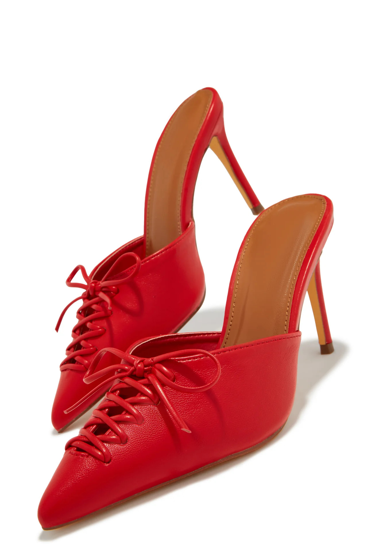 Miss Lola | Lina Red Pump Heel Mules | MISS LOLA