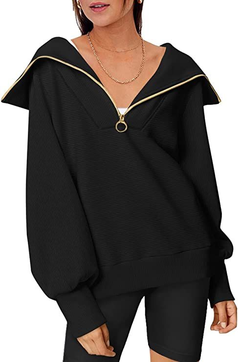 EFAN Womens Oversized Half Zip Pullover Sweatshirts Hoodie Quarter Zip Tops for Teen Girls Fall T... | Amazon (US)