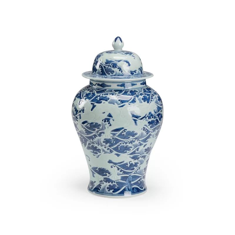 Blue/White 19" Ceramic Jar | Wayfair North America