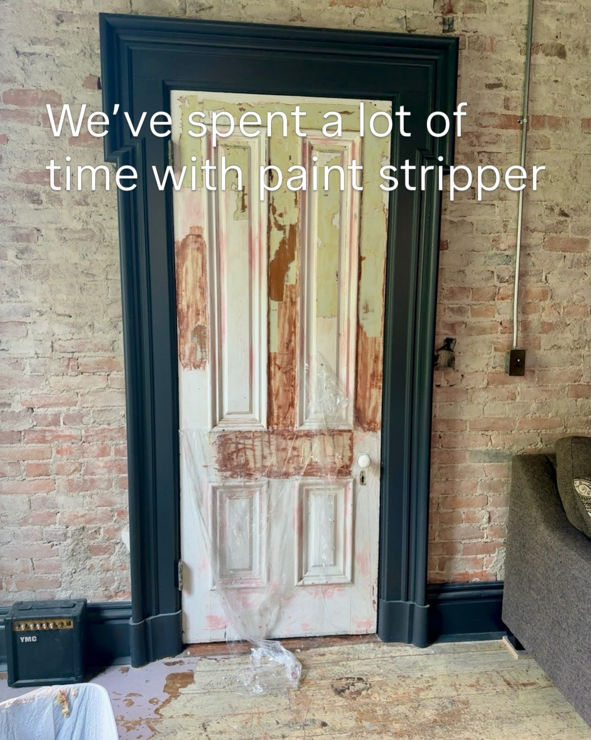 Anyone else notice how low the handles seem? I guess when the door is 8’ tall 😉 and the house is built in 1860…

Quite a few doors had been painted over the years and our goal has been to bring them back to the original wood. We estimate about 4-5 layers of paint over the 100+ years 

The @dumondinc Smart Strip has been our absolute favorite to use! Works quickly, doesn’t smell like the others and as you can see - makes a dramatic difference!  And Dumond if you are listening - we’d love love love to work with you! 😉❤️

We use - Smart Strip, plastic wrap, small copper brushes, and a stiff putty knife for this job. Still have one more go round and lots of additional patience and then we’ll probably just do a clear coat. The wood is very old Douglas Fir and original to the house. So gorgeous! 

This has been the best combination of paint remover so far! After this will be to finish the bathroom door. Coming soon! 

Please share - we need to keep these beautiful old homes in the limelight! If you have any questions, let us know! 

Amazing community that loves old homes like we do ❤️❤️
