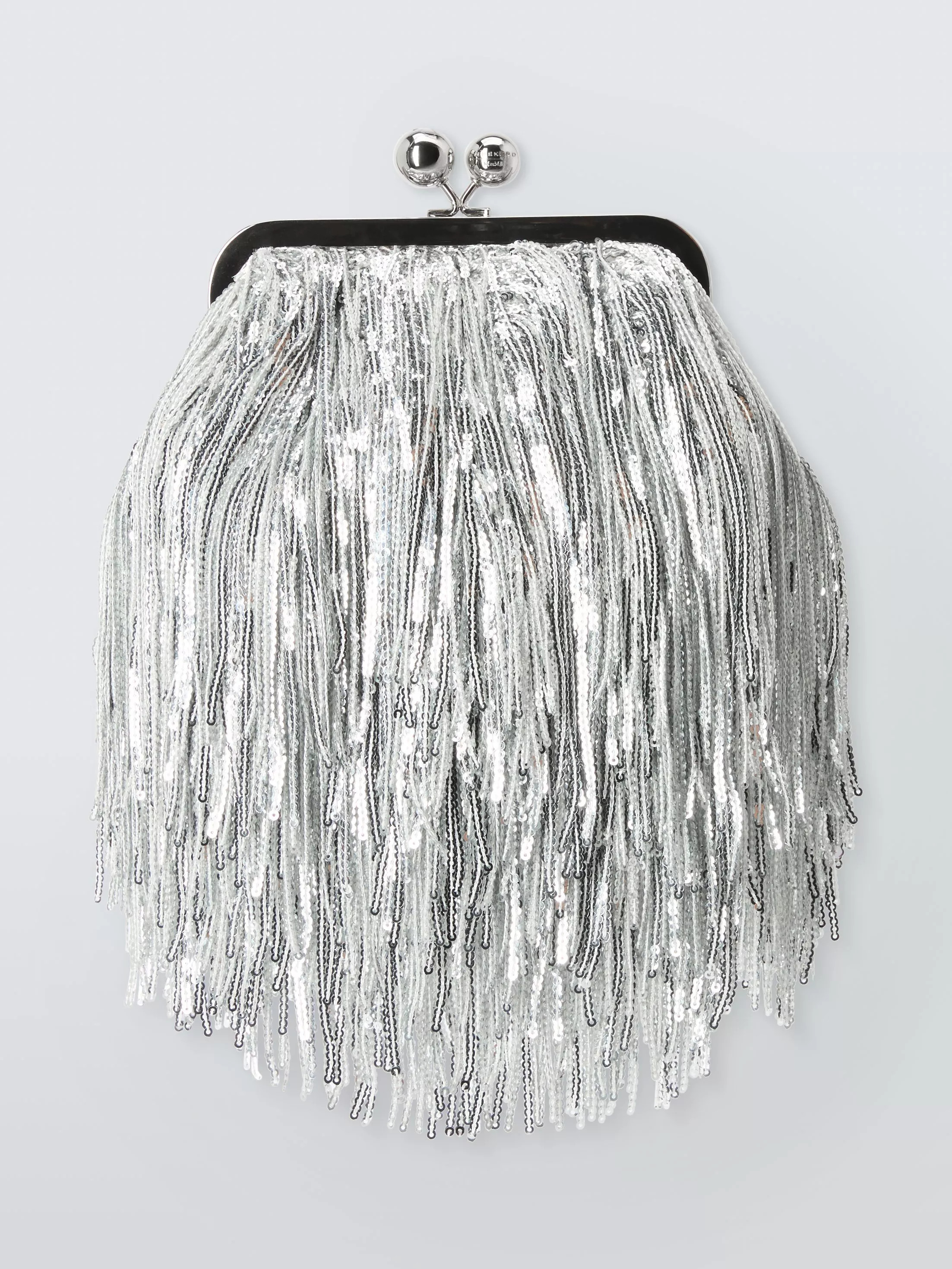 Weekend MaxMaraFlou Sequin Fringe Clutch Bag, Silver | John Lewis (UK)