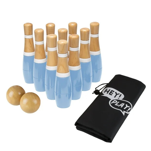 Lawn Bowling Game/Skittle Ball- Indoor/Outdoor Fun for Kids, Adults ?10 Wooden Pins, 2 Balls & Me... | Walmart (US)