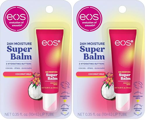 eos 24H Moisture Super Balm- Coconut Milk, Lip Mask, Day or Night Lip Treatment, Made for Sensitive Skin, 0.35 fl oz (Pack of 2) | Amazon (US)