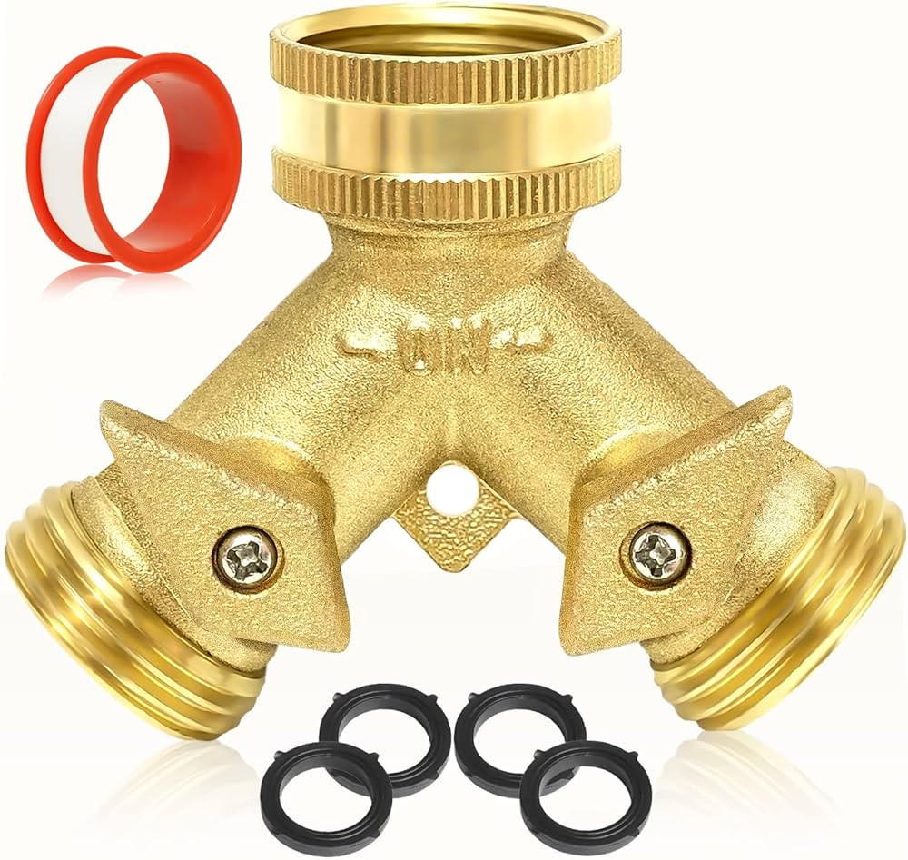 Garden Hose Splitter 2 Way - Heavy Duty Solid Brass Hose Y Splitter，Hose Faucet Splitter,3/4" B... | Amazon (US)