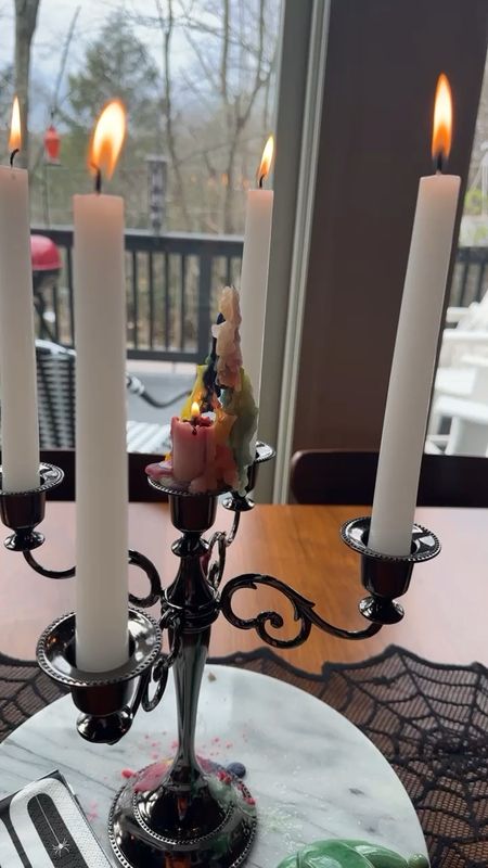 Candle light only 

These colorful candle sticks are my favorite. 

#halloweedecor #decor #candlesticks #colorful 

#LTKHoliday #LTKHalloween #LTKSeasonal