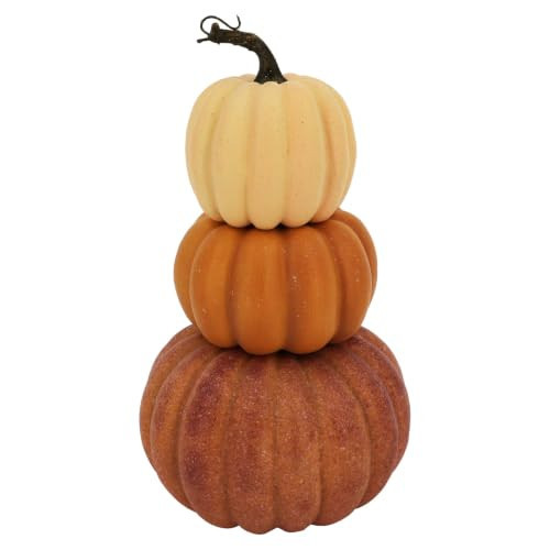 Ashland 14" Cream, Orange & Red Decorative Pumpkin Stack | Amazon (US)