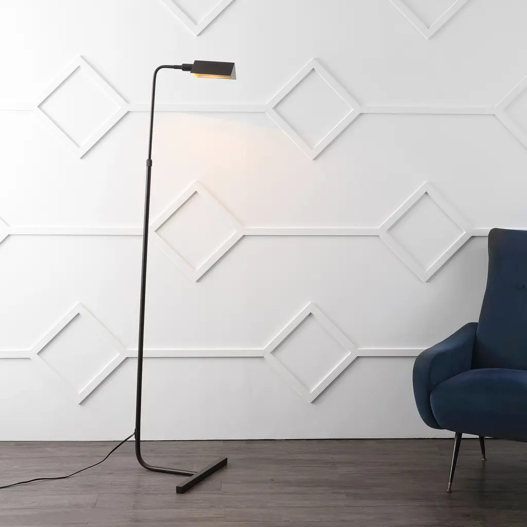 JONATHAN Y Cotys MidCentury Industrial Metal Adjustable Pharmacy LED Floor Lamp in Oil Rubbed Bronze at Nordstrom | Nordstrom