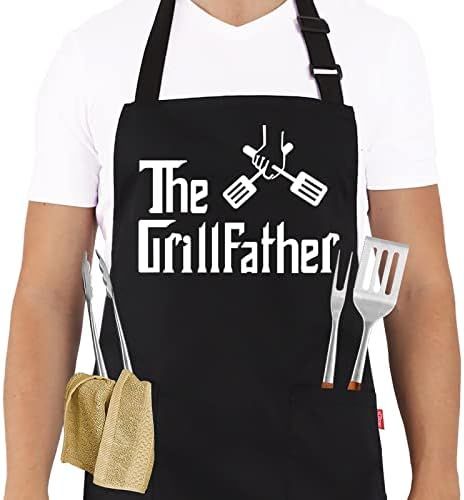 ALIPOBO BBQ Apron Funny Grill Aprons for Men Dad - The Grillfather - Men’s Grilling Apron with ... | Amazon (US)
