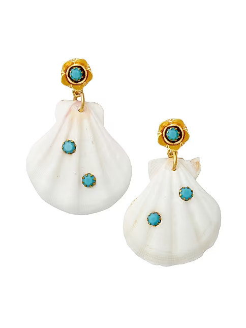Summer Friday Antique 24K Gold-Plated, Turquoise & Pectan Shell Drop Earrings | Saks Fifth Avenue