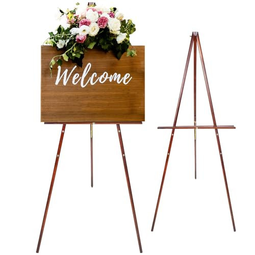 Conda 63" Wooden Tripod Artist Display Easel with Tray, A-Frame Adjustable Easel Stand for Wedding Sign, Foldable Easels for Painting Canvas, Display & Posters | Amazon (US)