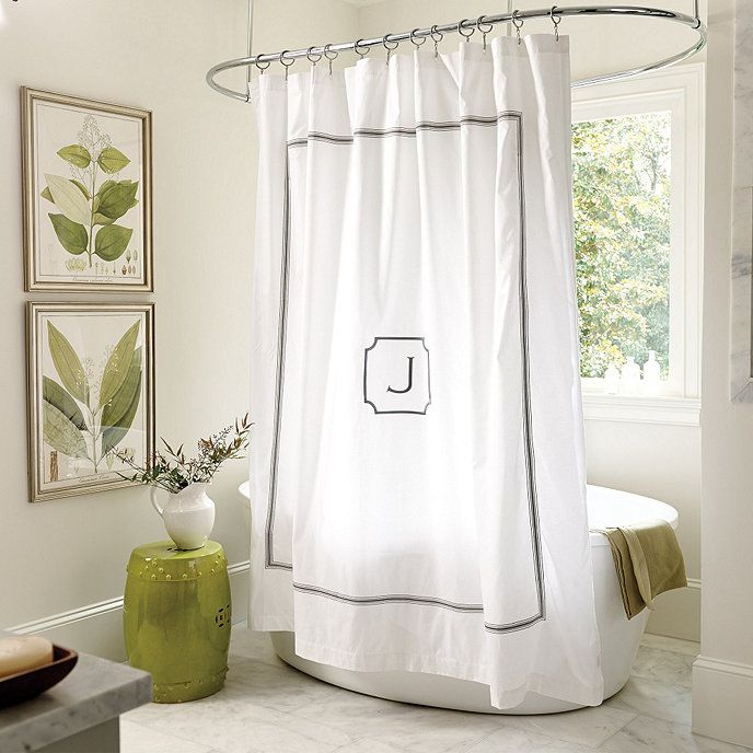 Amelie Embroidered Shower Curtain - Gray | Ballard Designs | Ballard Designs, Inc.