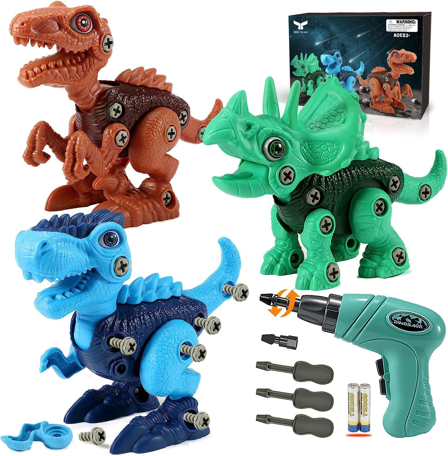 Dinosaur STEM Toys for Kids 3-5, Take Apart Dinosaur Toys with Electric Drill, Educational Buildi... | Amazon (US)
