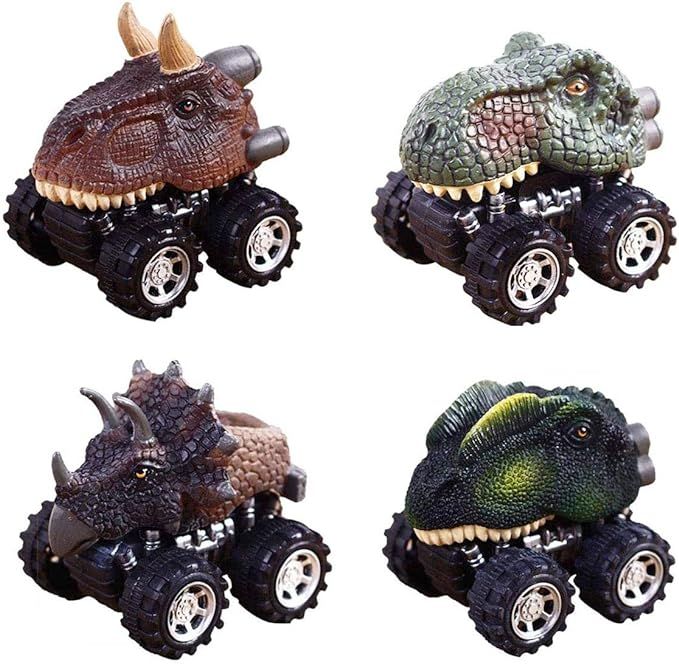 Anditoy 4 Pack Pull Back Dinosaur Cars Playset Vehicles Dinosaur Toys Truck for Kids Boys Toddler... | Amazon (US)