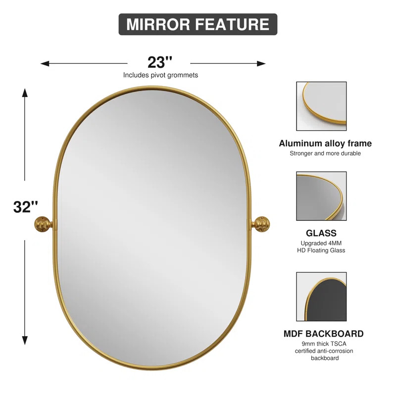 Metal Oval Wall Mirrors with Tilted Frame (Set of 2) | Wayfair North America