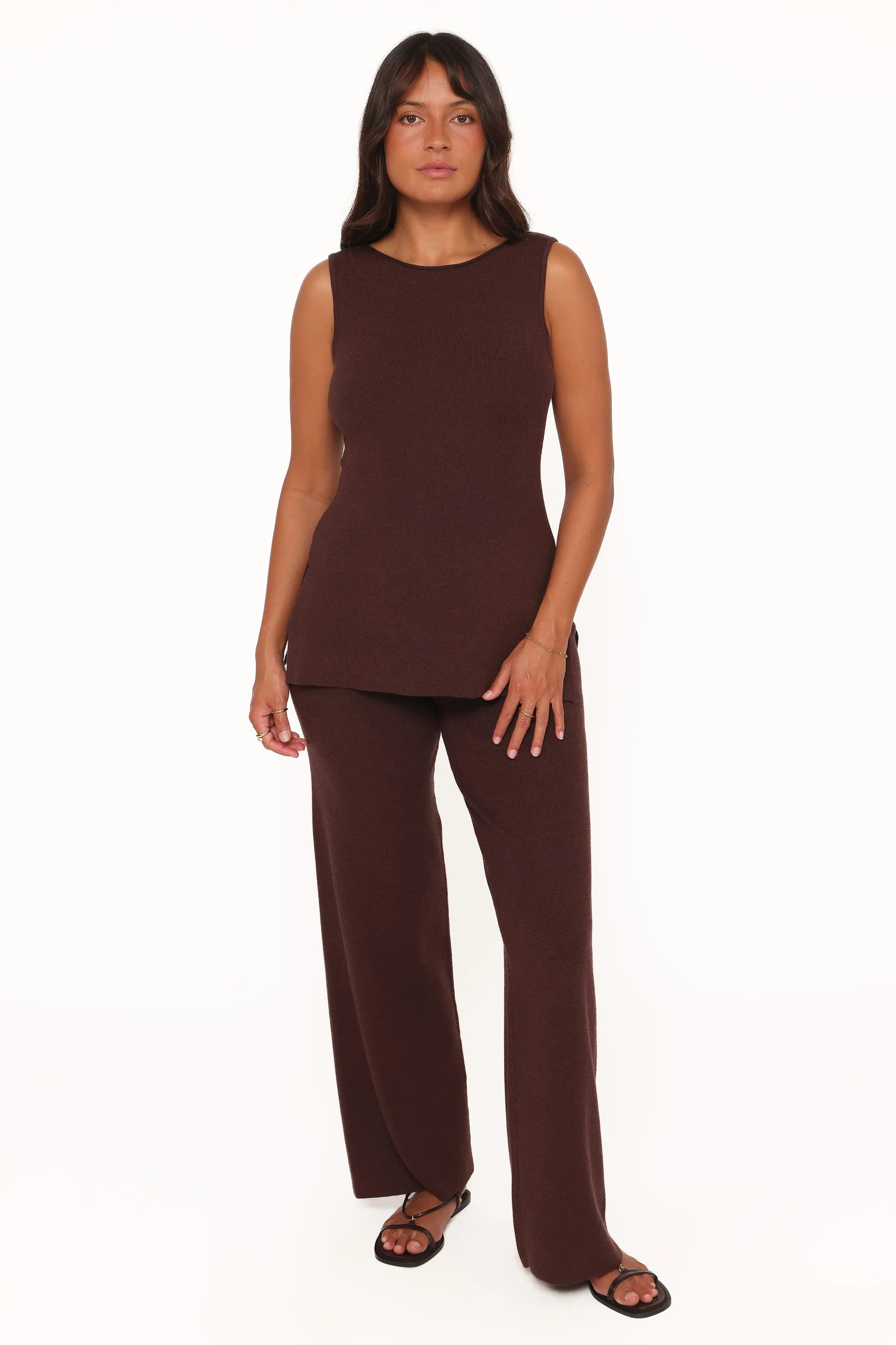 Beth Knitted Pant Set - Chocolate | Petal & Pup (AU)