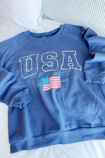 Target USA sweatshirt, patriotic outfit, Memorial Day outfit, Fourth of July outfit, USA, red white and blue 

Love this cute sweatshirt!🇺🇸 so soft and comfy! 

#LTKFindsUnder50 #LTKFindsUnder100 #LTKSeasonal