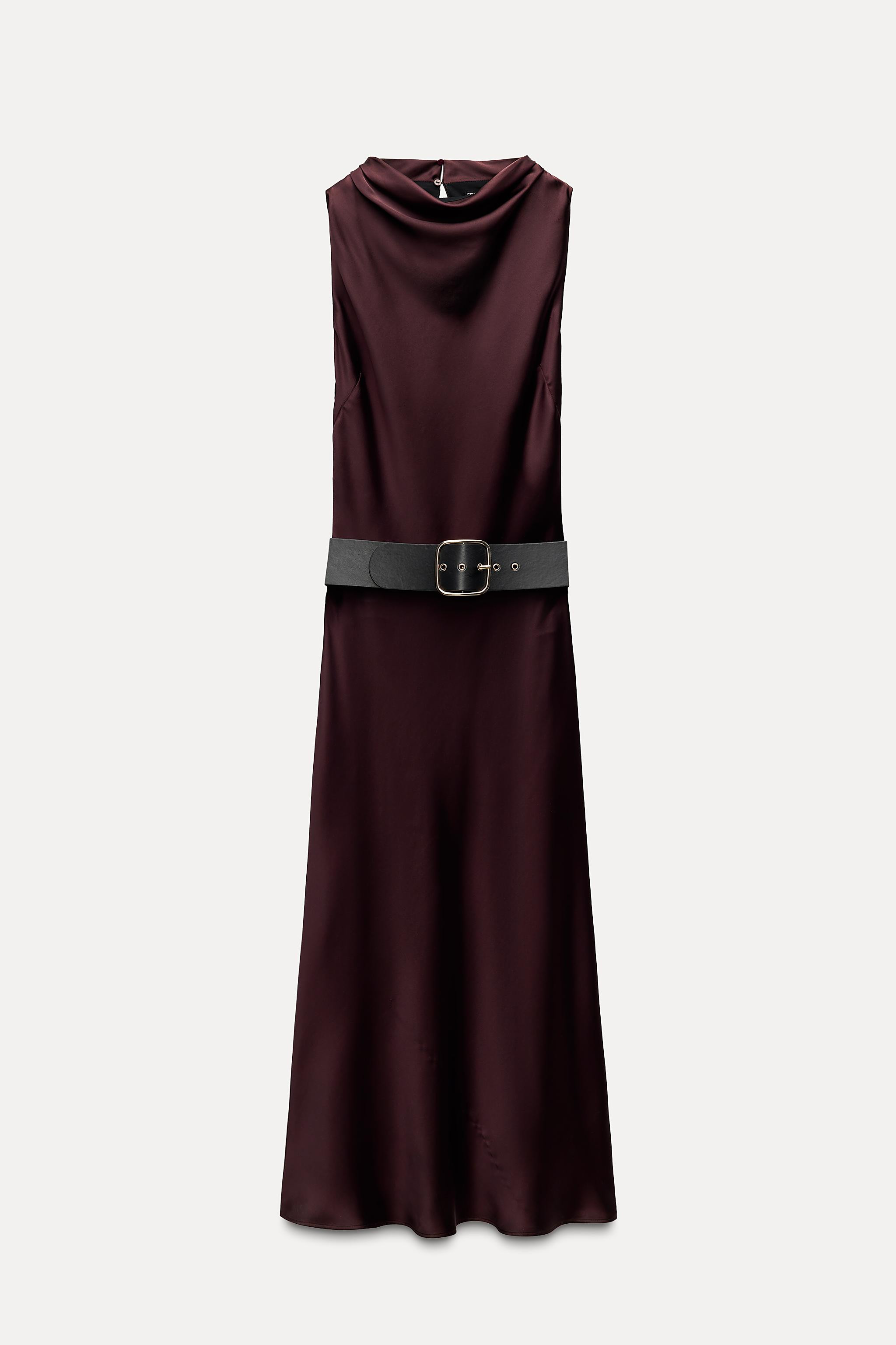 BELTED SATIN MIDI DRESS | Zara US