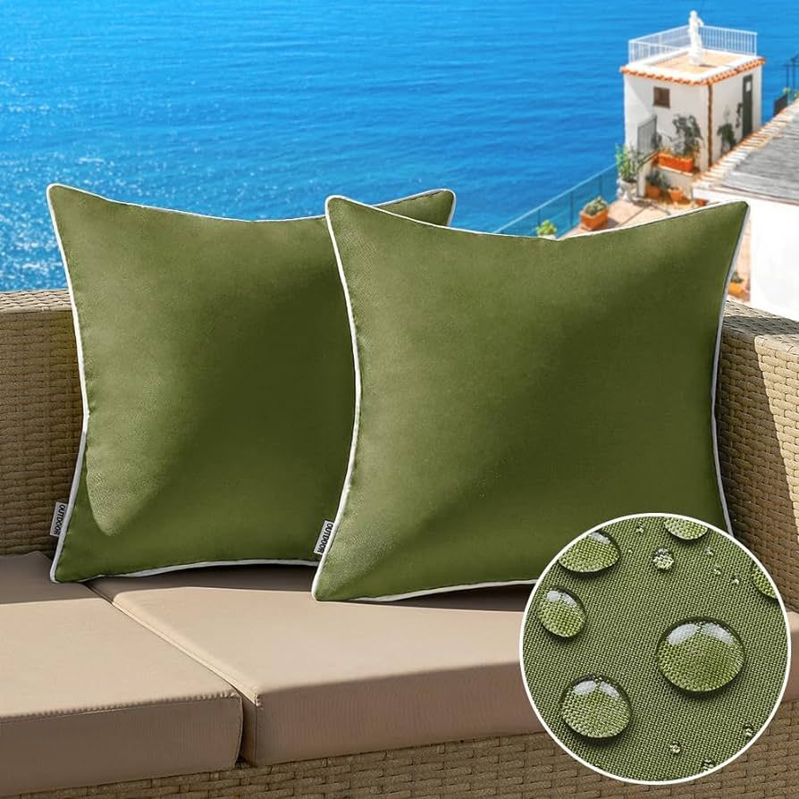 MIULEE Pack of 2 Outdoor Waterproof Pillow Covers Decorative Farmhouse Throw Pillow Covers Square... | Amazon (US)