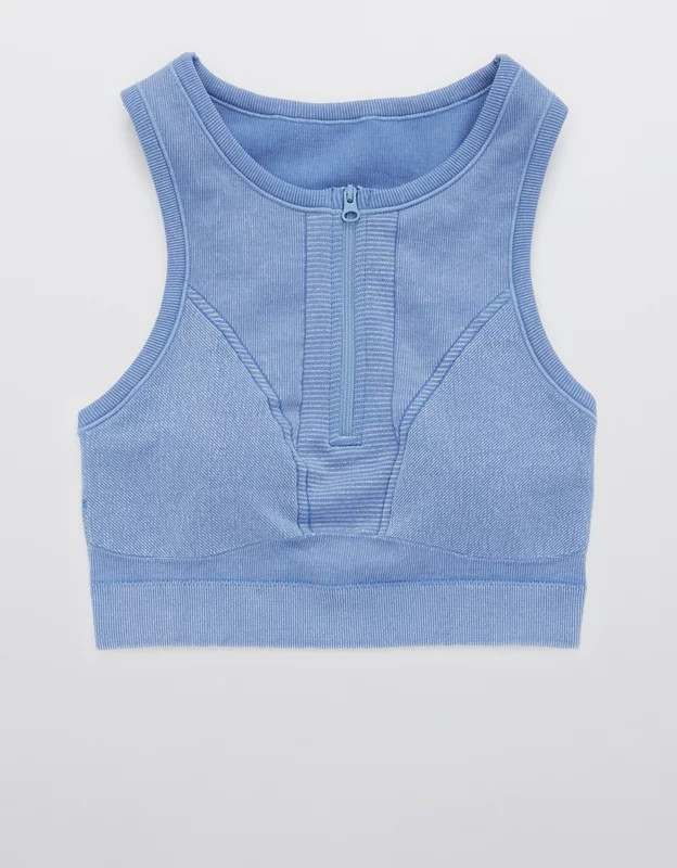 OFFLINE Seamless Zip Front Sports Bra | American Eagle Outfitters (US & CA)