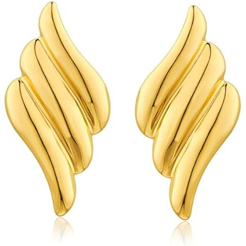 Geometric Rectangle Gold Stud Earrings Irregular Hammered Chunky Statement Square Earrings for Wo... | Amazon (US)