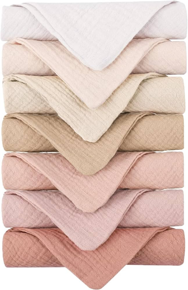Konssy Baby Muslin Washcloths 7 Pack -100% Cotton Baby Bath Washcloths, Soft Baby Wash Cloths and... | Amazon (US)