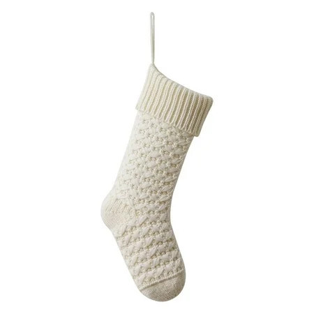 YiJin Oversized 18" Christmas Stocking | Chunky Knit Fireplace Hanging - Personalized Gift Sack for Fireplace Mantel Decor, Family Name Customizable,Ivory | Walmart (US)