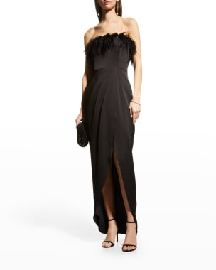 Aidan by Aidan Mattox V-Neck Satin Cutout Gown | Neiman Marcus