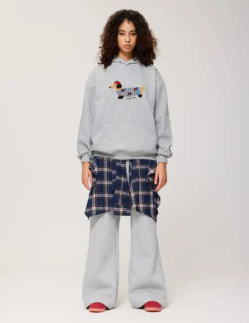 AELFRIC EDEN Cartoon Dachshund Hoodie in Grey at Nordstrom, Size Large | Nordstrom