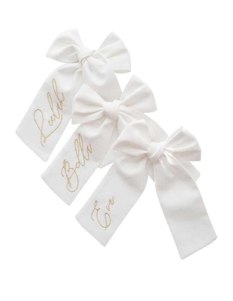 Custom Name Embroidered Linen Bow | Etsy | Etsy (US)