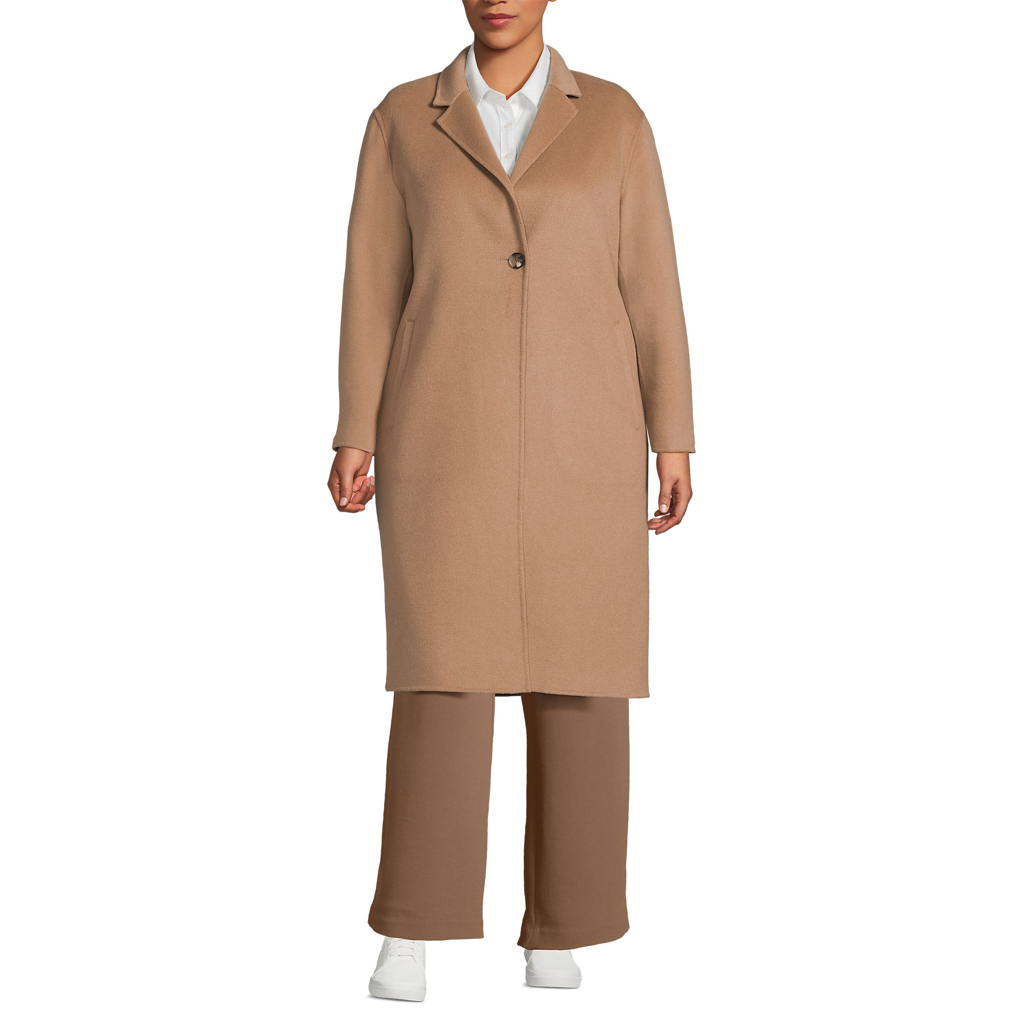 Women's Plus Size Wool Blend Top Coat | Lands' End (US)