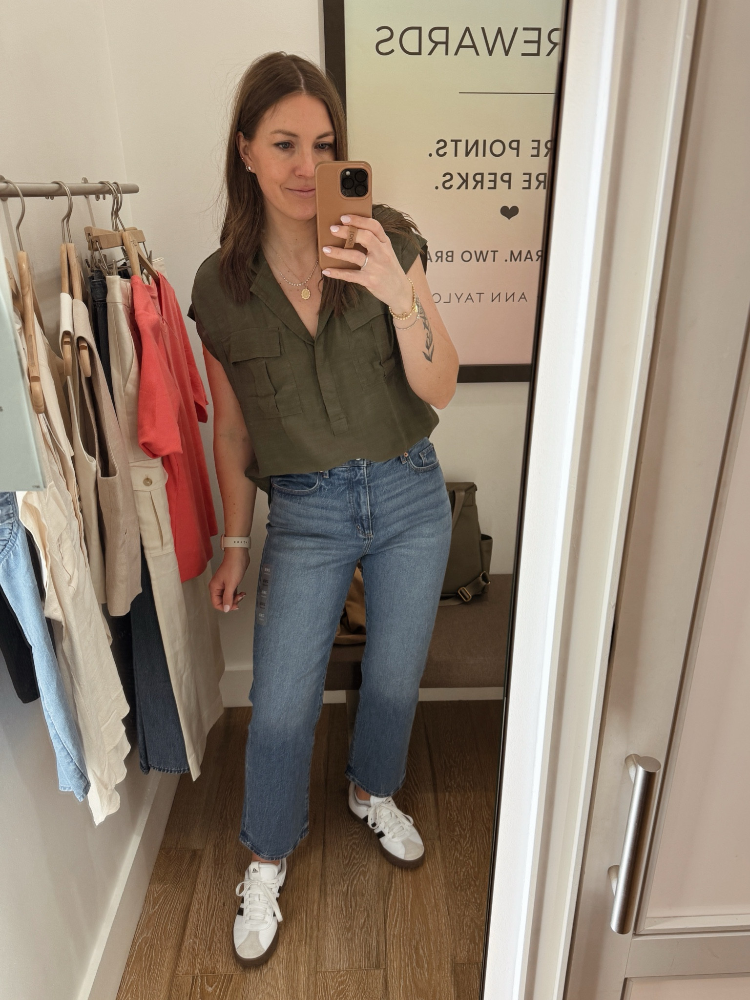 Ran to Loft for the first time in forever and found a couple cute things! Love this olive shirt (wearing a S) and got these cropped jeans! All on sale  

#LTKsalealert #LTKmidsize #LTKfindsunder50