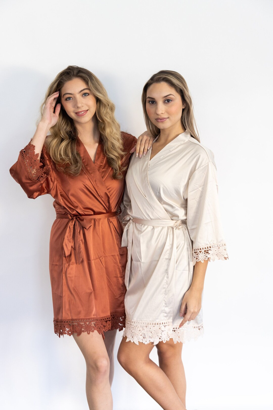 Lace Bridesmaid Robes Bridal Party Robes Bridesmaid Gifts Lace Trim Bridesmaid Proposal Bridal Ro... | Etsy (US)