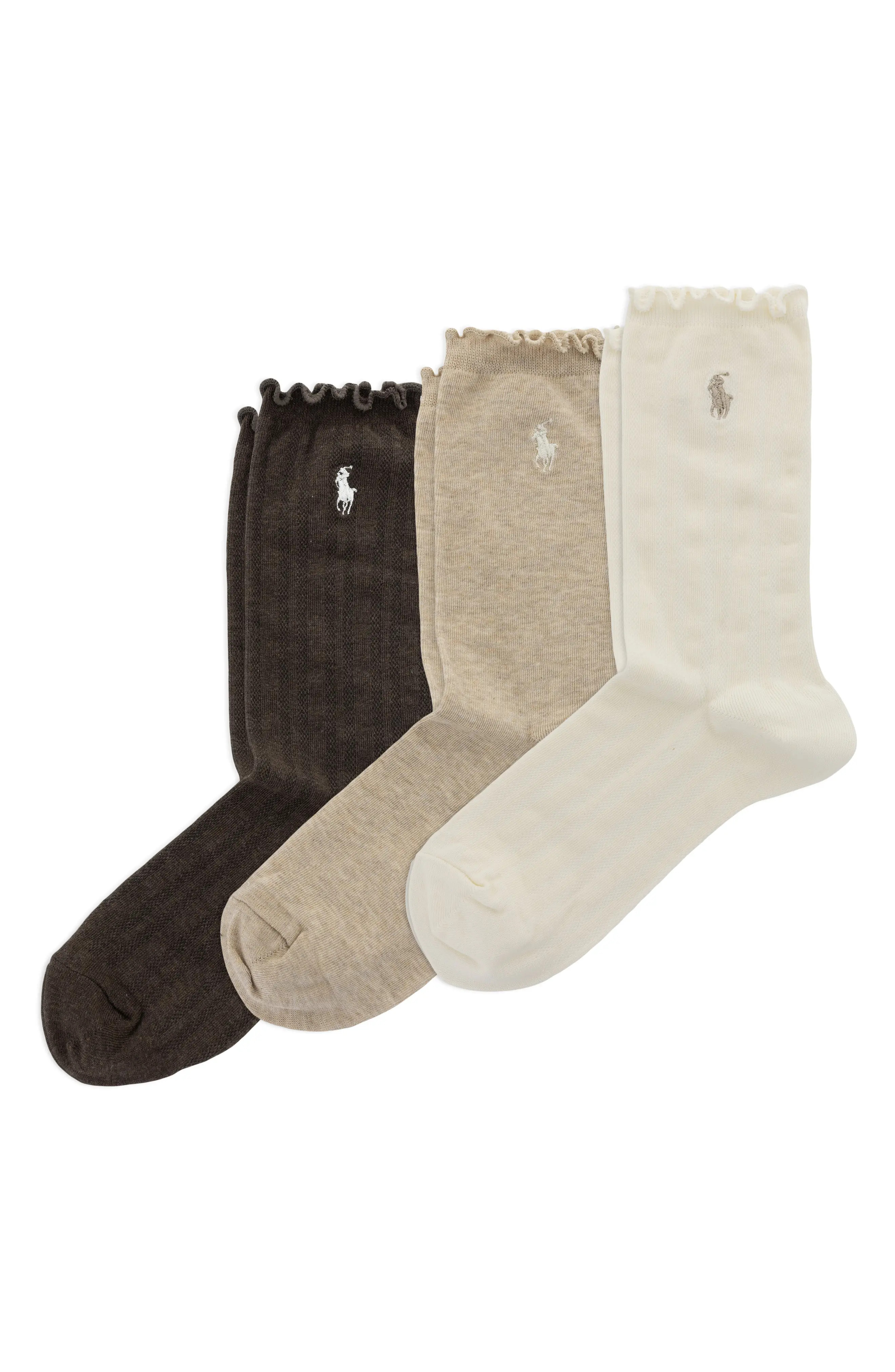 Polo Ralph Lauren Lettuce Edge Assorted 3-Pack Ankle Socks (Women) | Nordstrom | Nordstrom