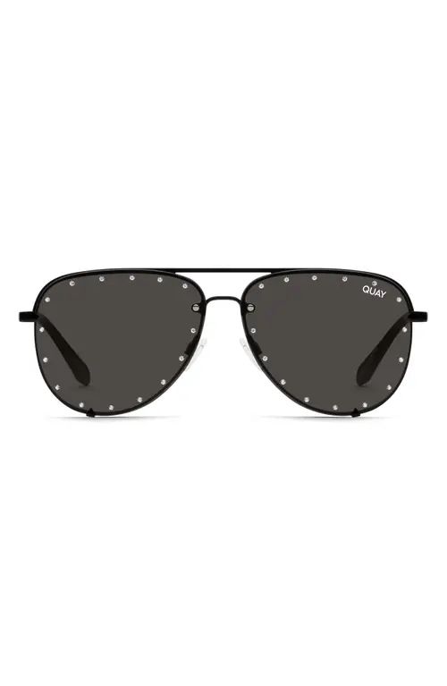 Quay Australia High Key 65mm Oversize Aviator Sunglasses in Black /Black Lens at Nordstrom | Nordstrom