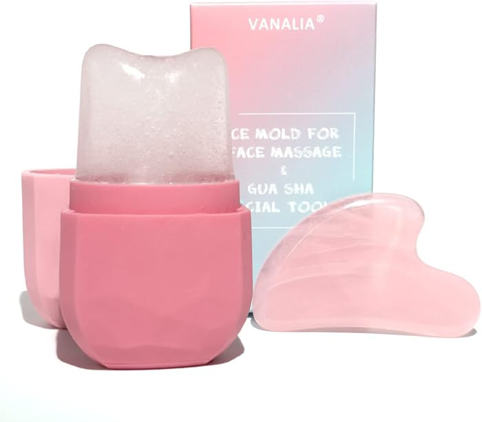 Ice Roller & Gua Sha Set for Face, Eyes & Neck - Pink | Amazon (US)